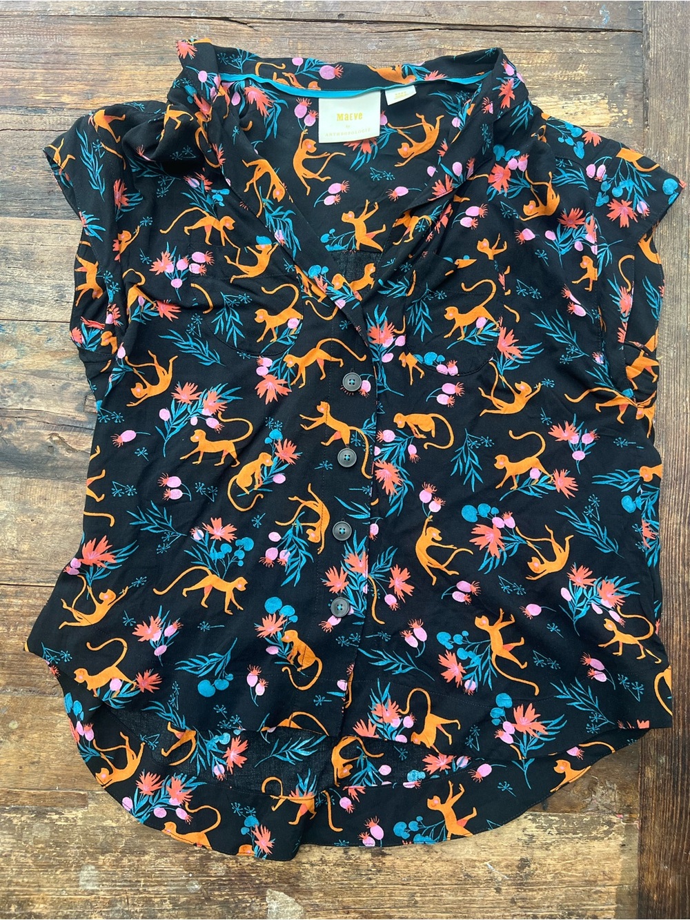 Maeve by Anthropologie Monkey Blouse Sz XXS